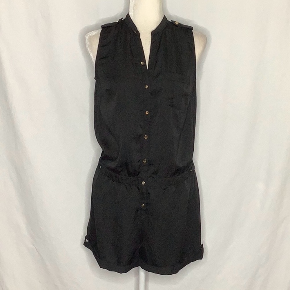 H&M Sleeveless Black Satin Romper Size 8